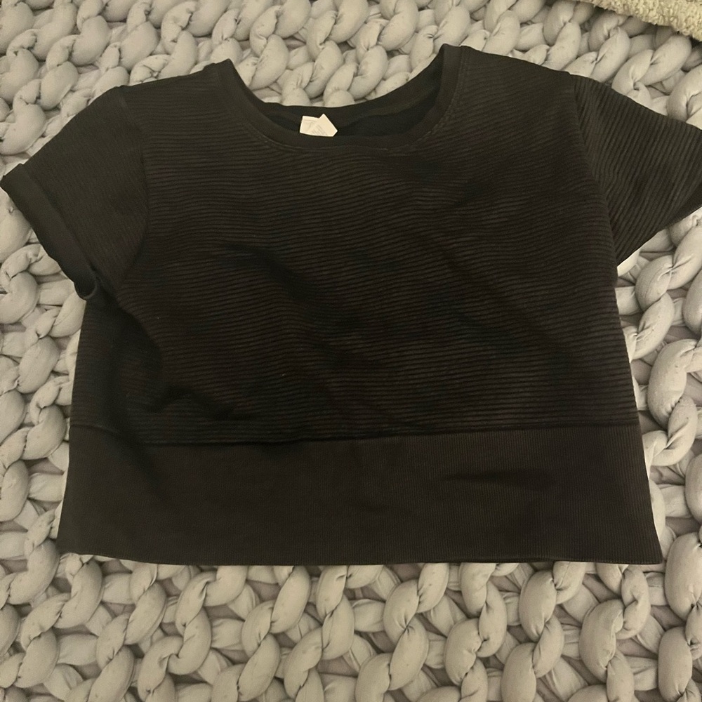 Aerie Black Crop Boxy T-Shirt